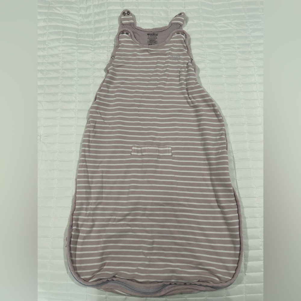 Woolino Striped Sleep Sack - lilac and white stripe